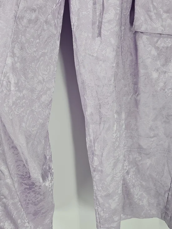 Dressed In Lala Lavender Purple Floral Satin Cargo Pants NWT - Picture 8 of 15